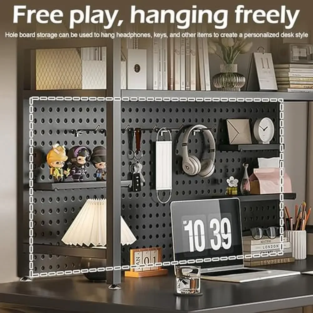 2-Tier Metal Countertop Bookshelf Display Shelf Computer Desk Durable Steel Frame Freestanding Storage Rack 38.58"D x 7.87"W x