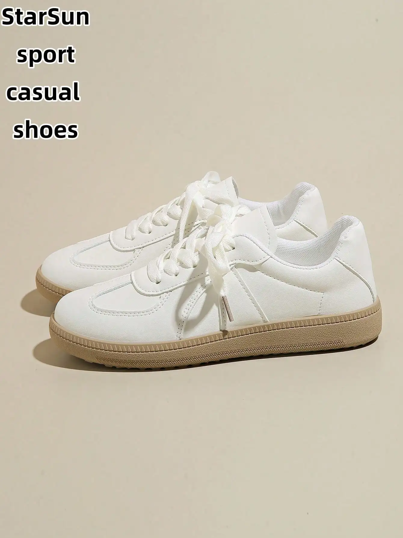 1 Pair Women's Spring/Autumn New Lace-Up Round Toe Low-Top Casual Sneakers, Flat Comfortable Versatile White Shoes, Colorblock Sports Casual Shoes, Patchwork Shoes, Retro Style Skate Shoes, Fashion, Suitable For All Seasons.st2407239929255700