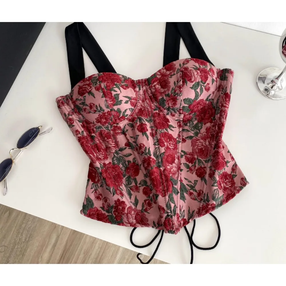 

vintage chic jacquard Tank Top Slim Basic Sexy Korean Fashion Sleeveless straps Tops Women Top