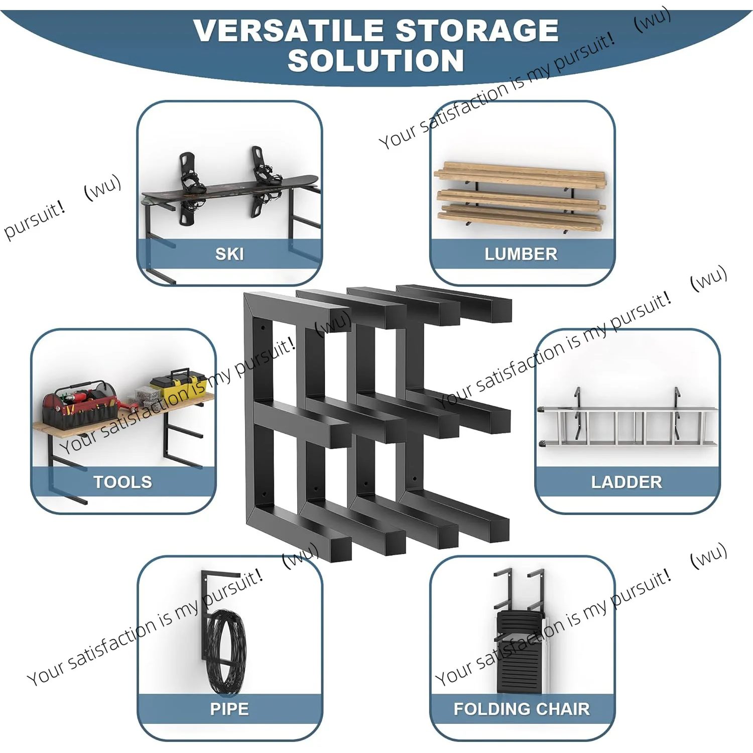 

4-Piece wood storage rack Wall-mounted wood storage rack Metal wood finishing rack for shed garages
