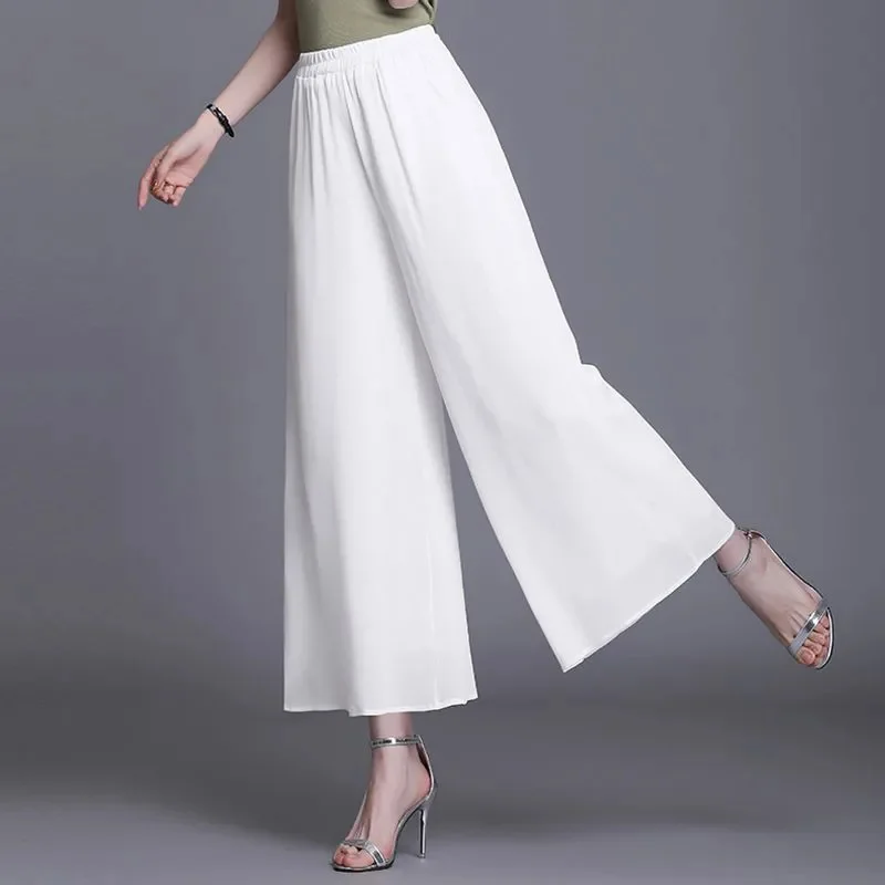 2023 nuovi pantaloni a gamba larga in Chiffon donna primavera e autunno pantaloni dritti moda a vita alta nove pantaloni Casual donna