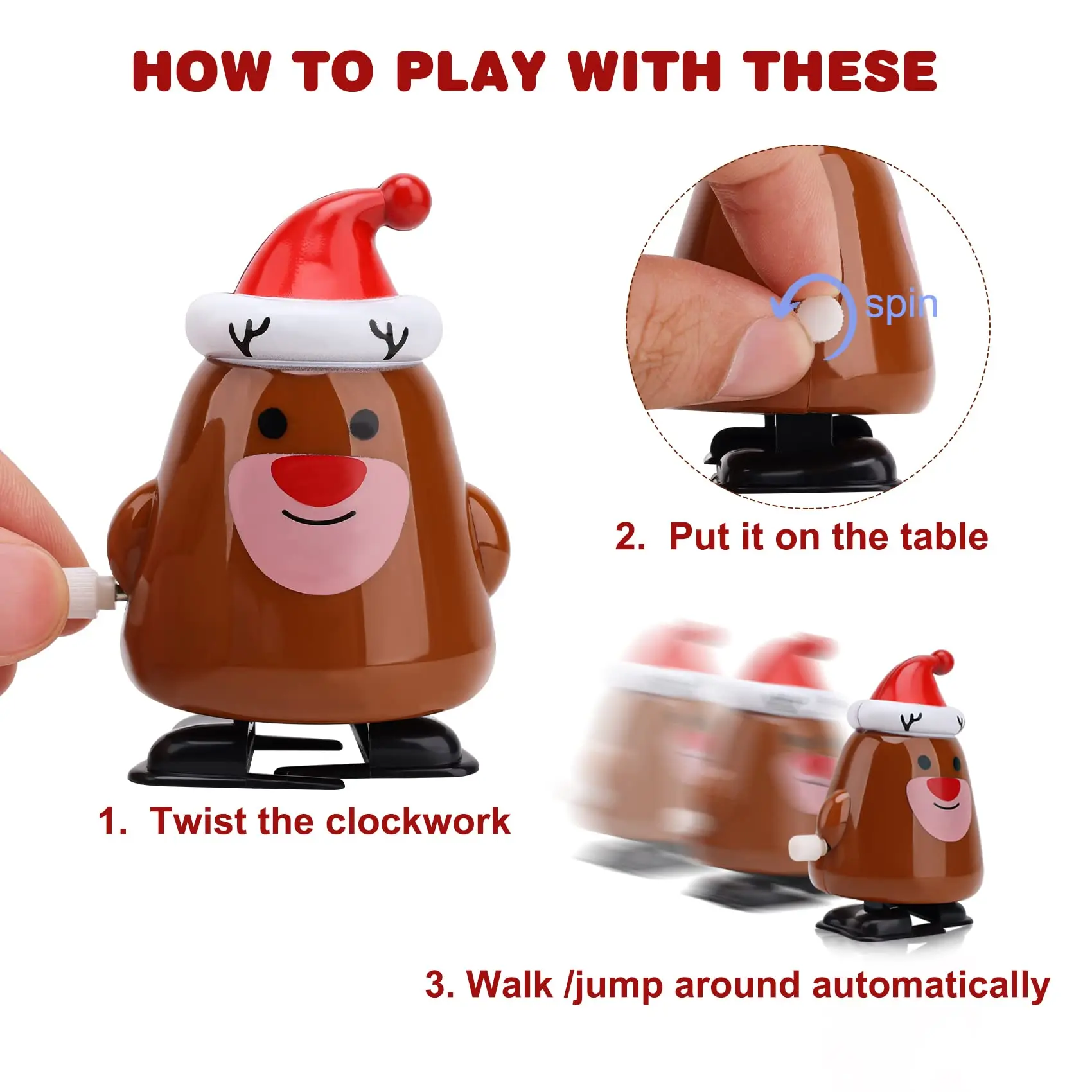 Jouets à remonter de noël pour enfants, remplisseurs de bas de Xma, jouet de chaîne mécanique du père noël, cadeaux de fête de noël, remplissage de sac Goody