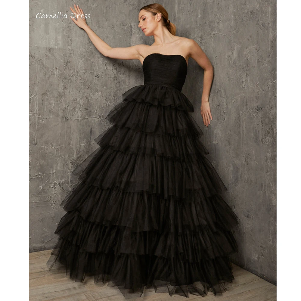 New Ballgown Evening Dresses Romantic Strapless Luxury Evening Dresses 2023 Sleeveless Tulle Wedding Party Dress فساتين السهرة