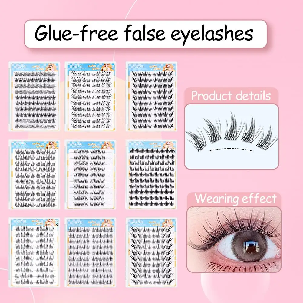 Glue-free False Eyelashes Single Cluster 10-12MM C-curled Natural Self-adhesive false Eyelashes for Beginners Makeup Tool G7P8
