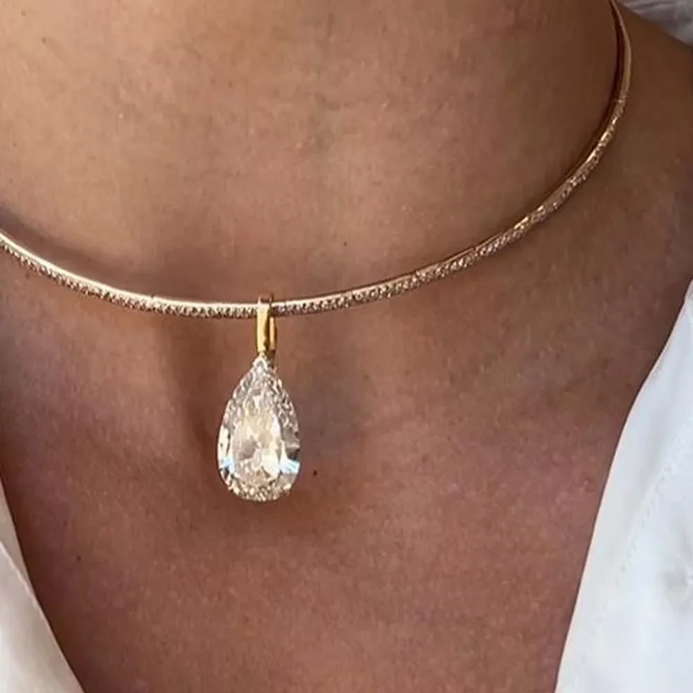 Stonefans Water Drop Pendant Choker Necklace Wedding Luxury Rhinestone Accessories Fashion 2025 Charms Jewelry High Quality Gift view 4