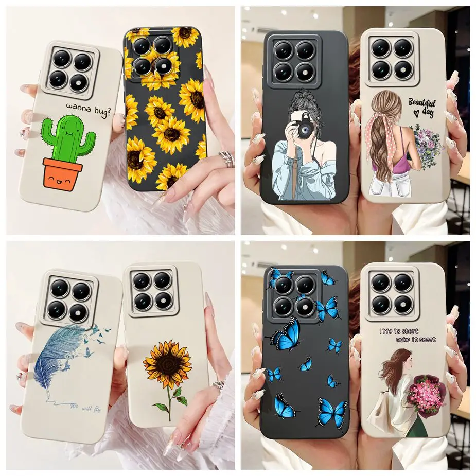 For Xiaomi 14T Pro Case Luxury Sunflower Cartoon Girls Cover Soft Silicone Phone Case For Xiaomi Mi 14T Pro Mi14T 5G Fundas Capa