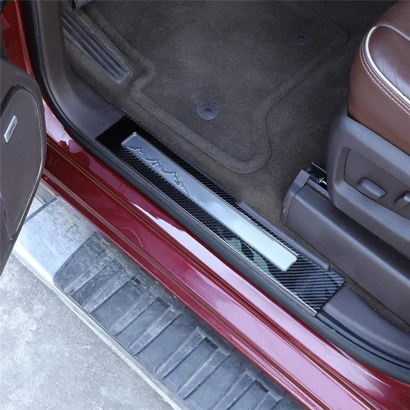 

Door Sill Guards Door Entry Guards Trim Cover for Chevy Silverado GMC Sierra 2014-2018 Accessories, Carbon Fiber