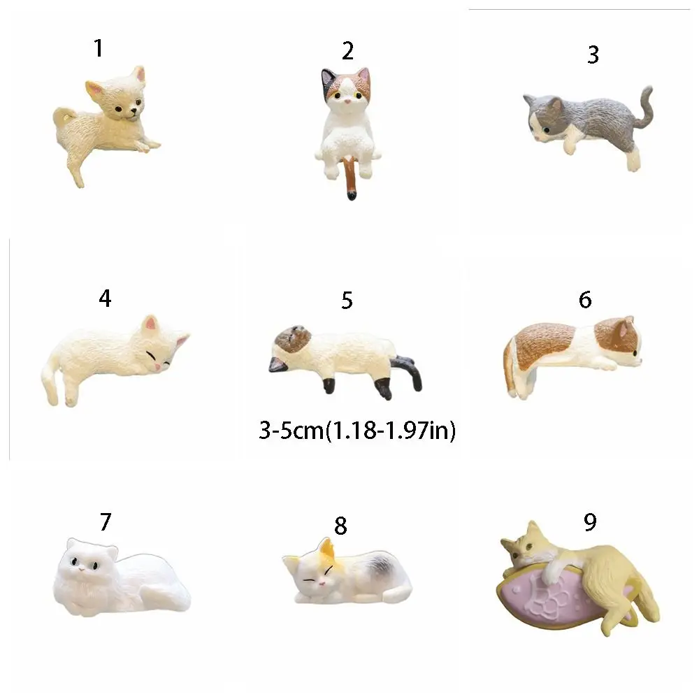 Cartoon Cat figurine miniature Cute Resin Animals Model Computer Water Cup Car Edge Decoration Home Garden Ornament