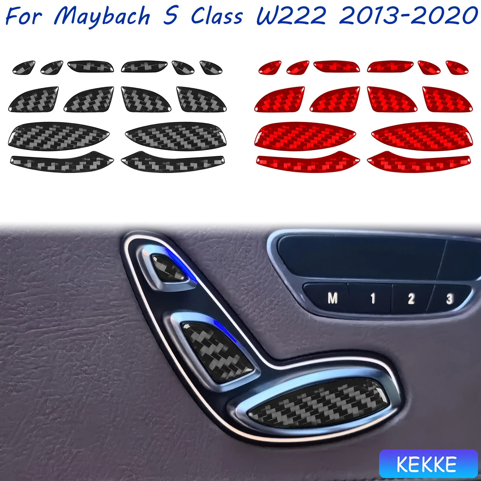 

For Mercedes Benz Maybach S Class W222 2013-2020 Auto Seat Adjustment Button Carbon Fiber Decorative Car Accessory Sticker