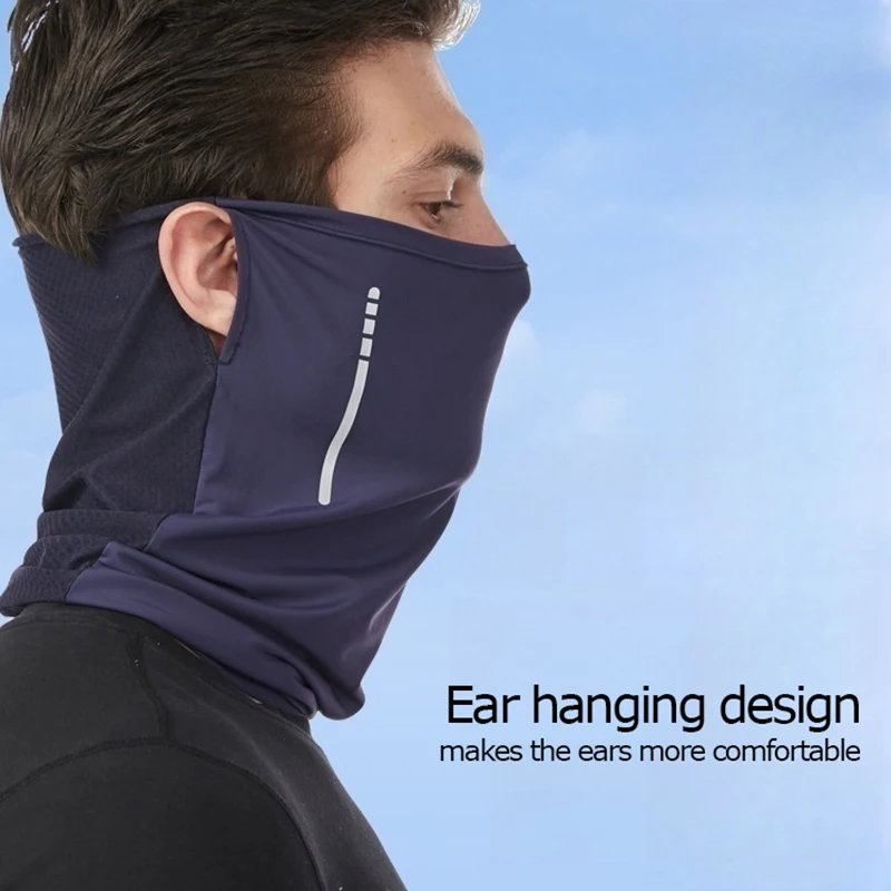 B114 Summer Cycling Face Mask Windproof Ear Hanging Ice Silk Sunscreen Face Towel Sports UV Resistant Scarf