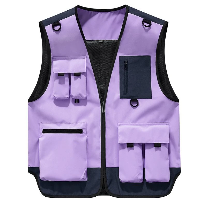 Men Multi-Pocket Tactical Waistcoat Color Block Sleeveless Utility Vest Outdoor Fishing Photography Vest