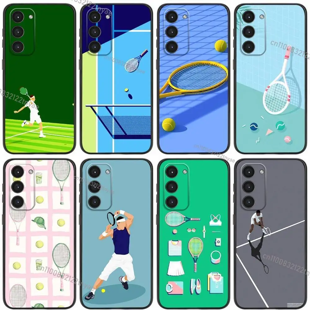 

Luxury design of tennis racket Phone Case For Samsung Galaxy A20,21s,22,31,32,52,53,72,73,80,91 Soft Liquid Silicone Black Cover