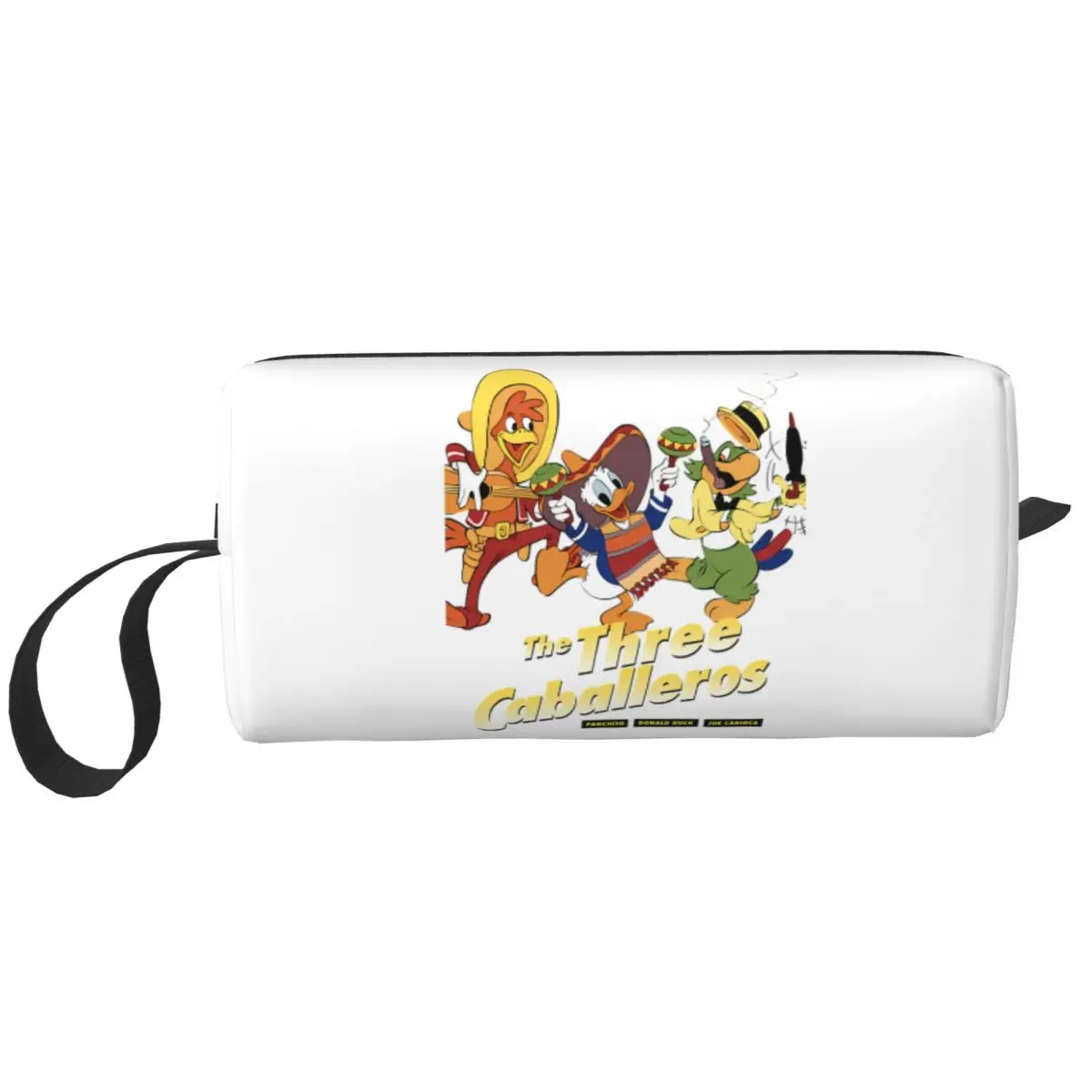 

Custom The Three Caballeros Donald Duck Toiletry Bag for Women Makeup Cosmetic Organizer Ladies Beauty Storage Dopp Kit Box