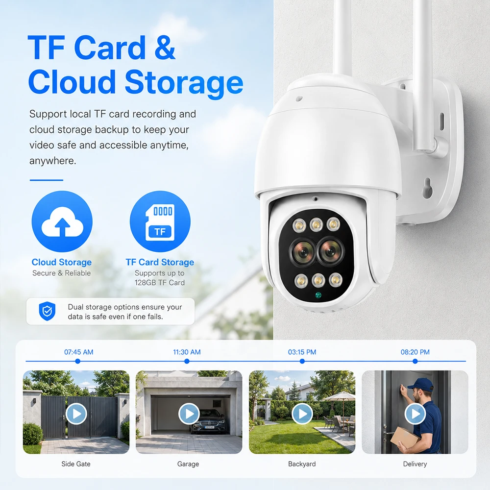8MP 4K PTZ Wifi IP Camera Cloud 10X Digital PTZ Zoom CCTV Security Camera Outdoor AI Human Detect Auto Tracking Wireless Camera