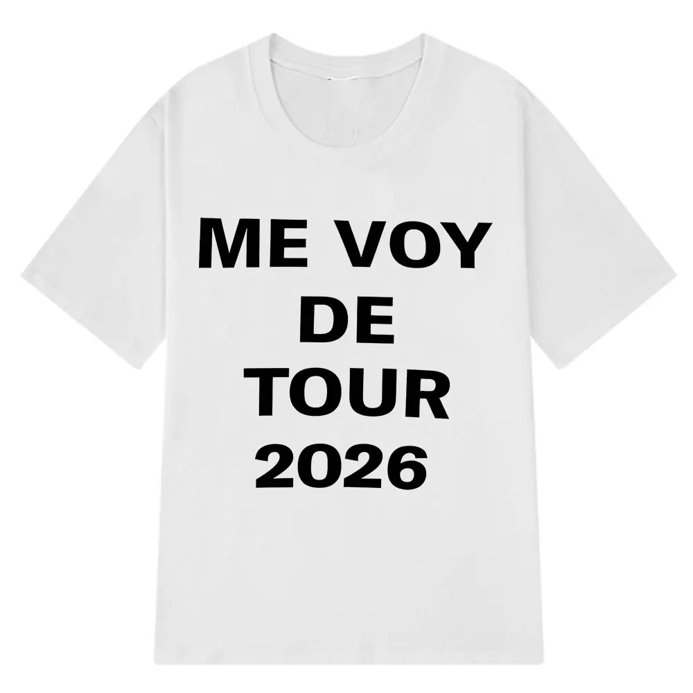 المغني Rosalia Me Voy The Tour 2026 قميص مطبوع الرجال النساء موضة تي شيرت قصير الأكمام 100% القطن المتضخم الهيب هوب تي شيرت #3