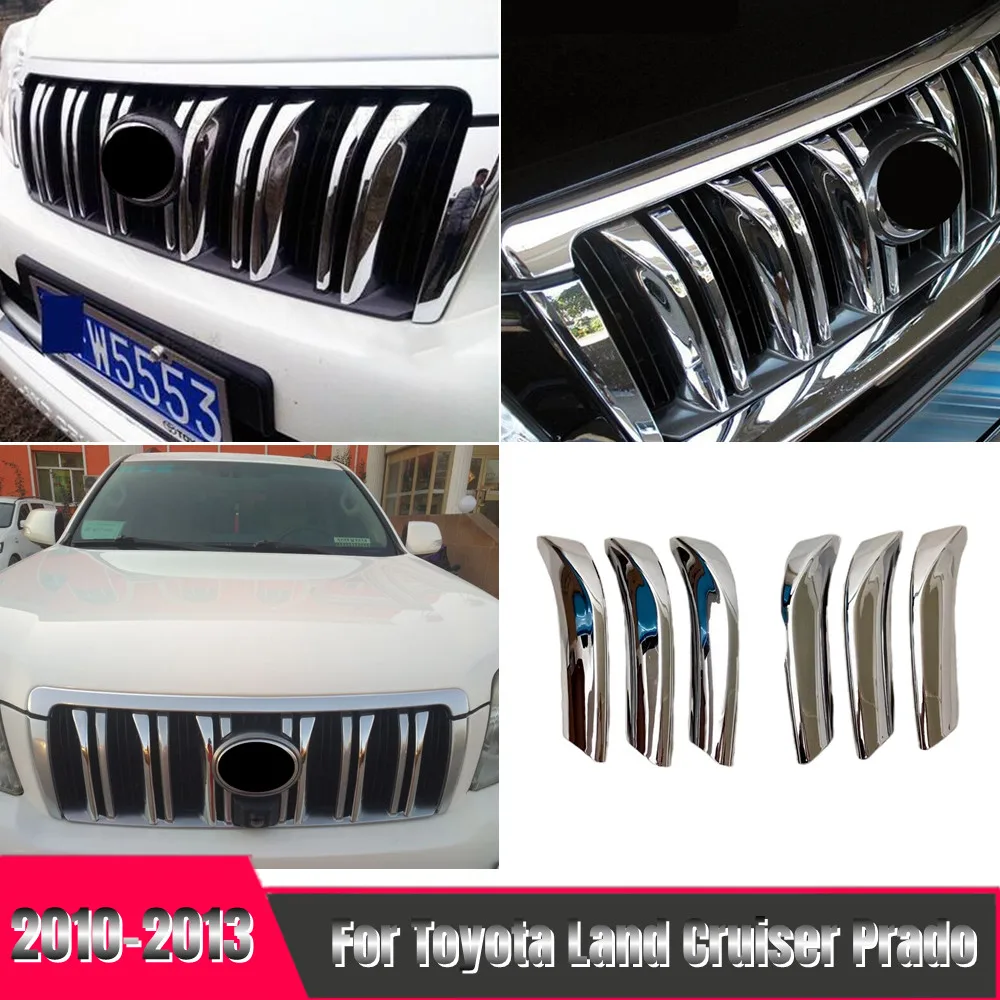 For Toyota Land Cruiser Prado LC150 FJ150 150 2010+ ABS Chrome Front grille parts cover trim Car Exterior styling Accessories