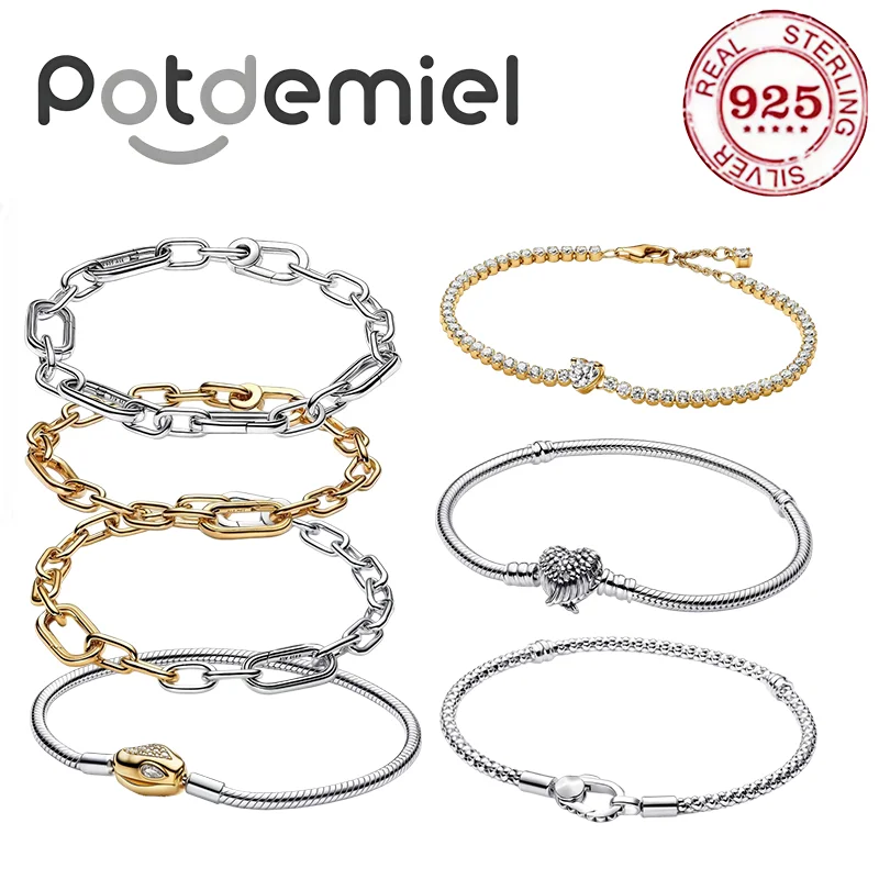 

925 silver bracelet bead string - snake chain - female rose gold DIY luxury jewelry