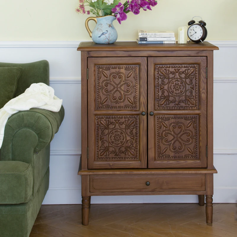 

Solid wood cupboards retro rustic carved lockers Oak sideboard storage cabinets with drawer sideboards