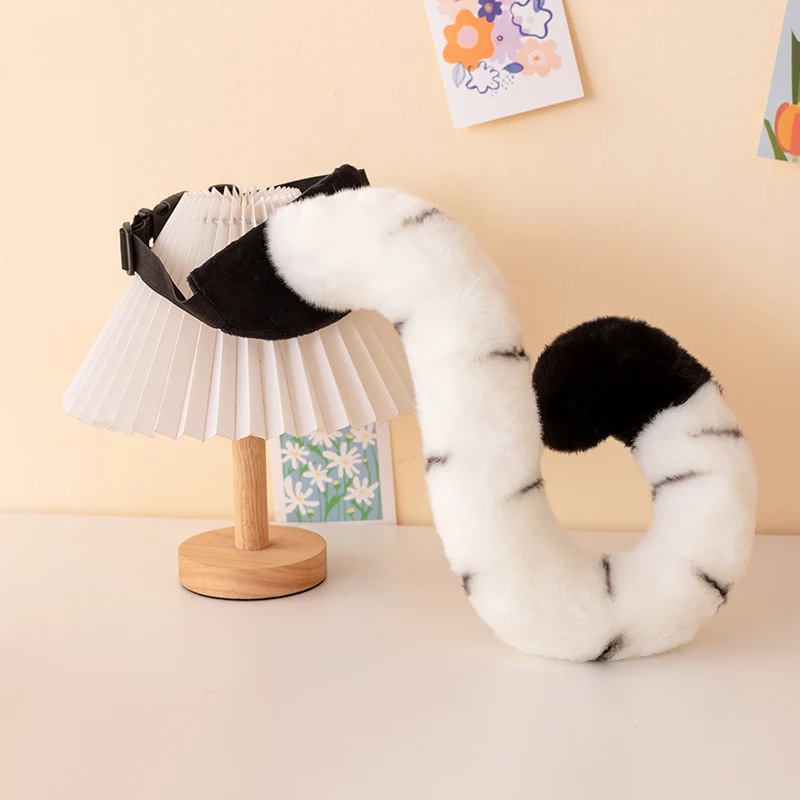 35CM Simulated Tiger Tail Paw Plush Toy Realistic Animal Doll Children's Scene Theater Family Game Dress up Doll