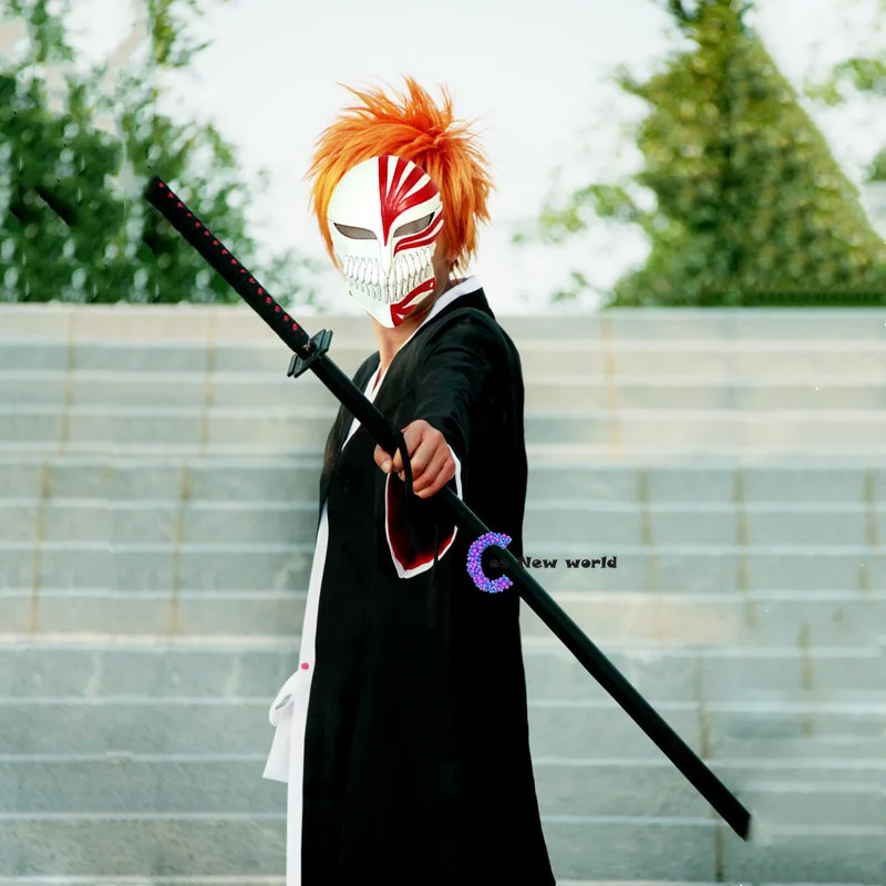 Anime orientalny japoński tradycyjny Kimono samuraj BLEACH Kurosaki Ichigo Cosplay kostiumy szata suknia ze słomkowymi sandałami