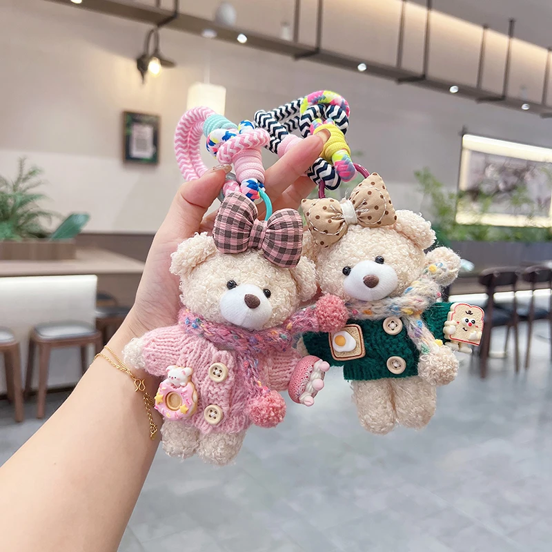 Cute Sweater, Teddy Bear Keychain, Creative Cartoon Bow, Couple Style Bag Decoration, Fashionable Car Keychain Gift