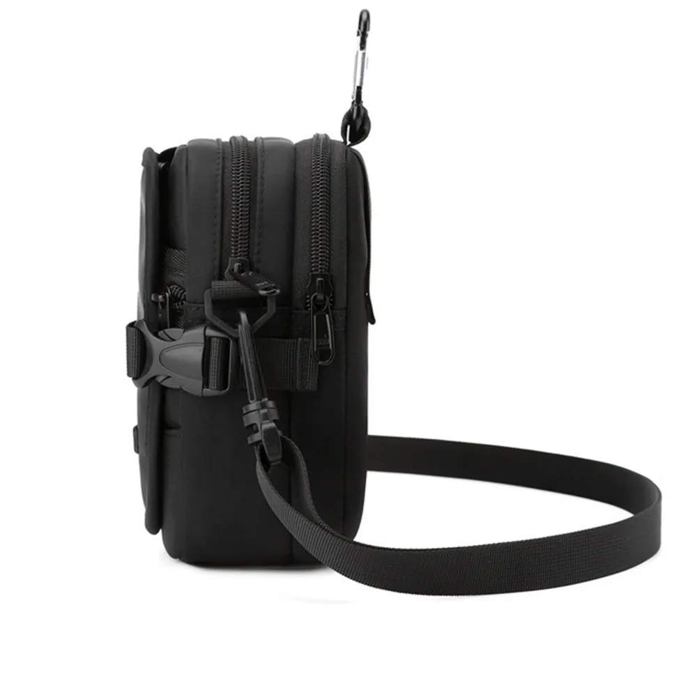 Fashion Casual Men Crossbody Bag Multi-Pockets Multi-functional Phone Storage Bag Square Large Capacity Wallet Hiking