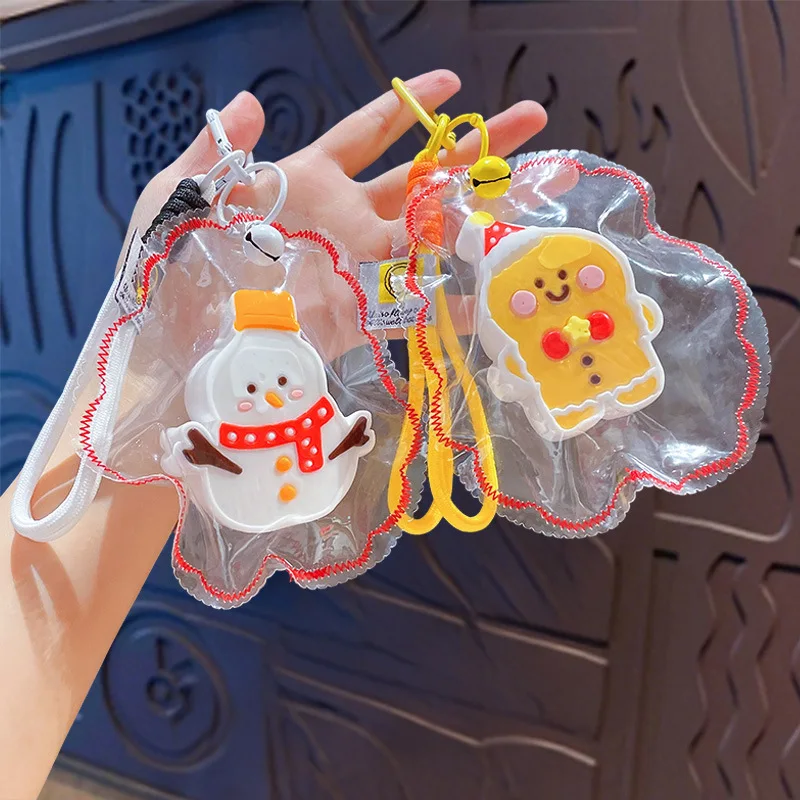 Cartoon Christmas Stress Relief Inflatable Bag Keychain Creative Gingerbread Man Santa Claus Backpack Pkendant Christmas Keyring