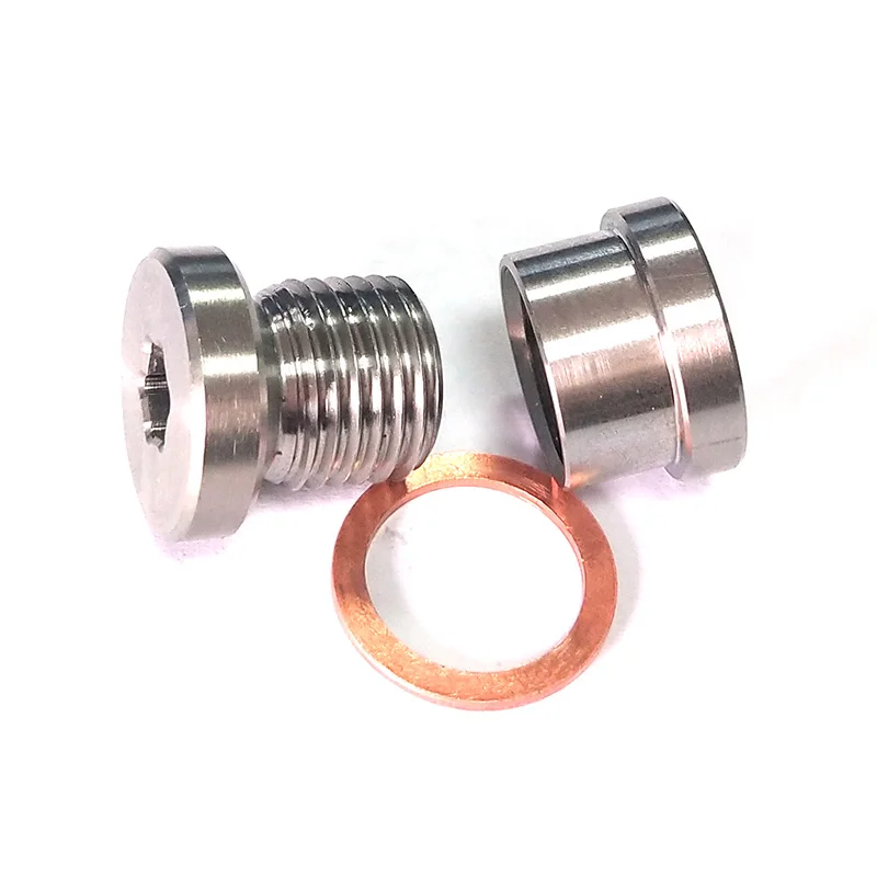 Stainless Steel M12X1.25 O2 Oxygen Sensor Bung Nut Weld In Exhaust Stepped Bung And Hexagon Plug Kit