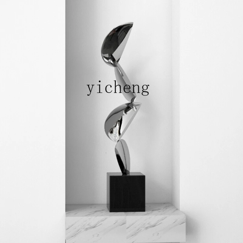 

ZC modern leaf geometric abstract stainless steel decorative sculpture porch living room niche ornament