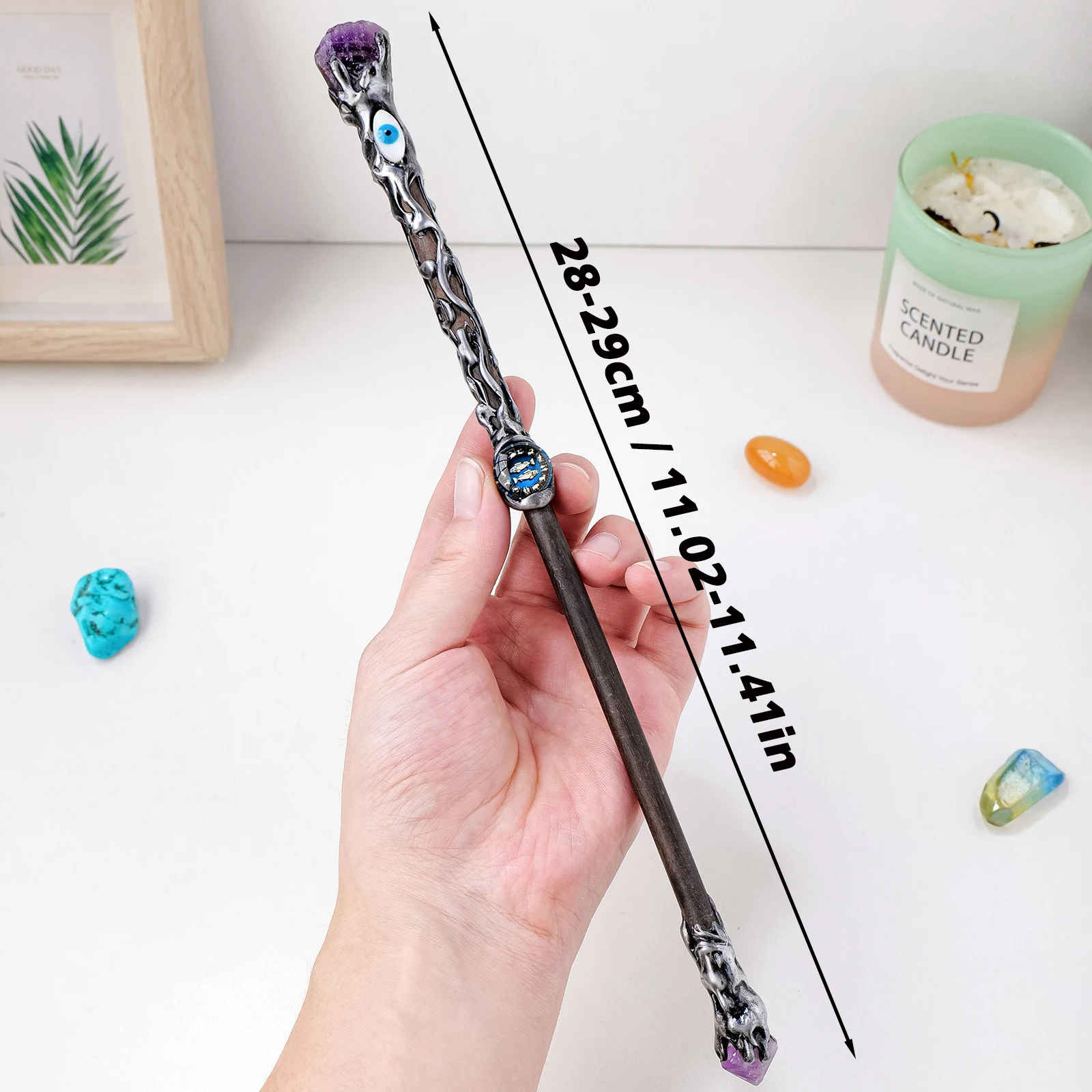 2023 New Natural Crystal 12 Constellations Devil\'s Eye Original Stone Branch Magic Energy Wand Christmas Home Decorations Gifts