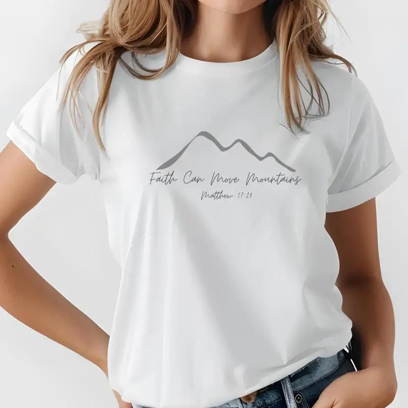 

Faith Can Move Mountains T Shirt Minimalist Design Christian Matthew 17 20 Inspirational Bible Verse
