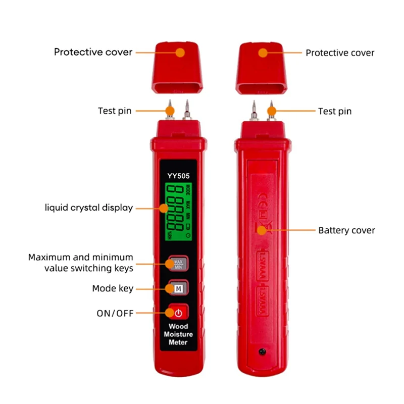 【التصغير الأخير!】 GN602 مقياس رطوبة الخشب 0- 58% مقياس رطوبة الخشب بحد أقصى/مواد بناء ذات قيمة صغيرة