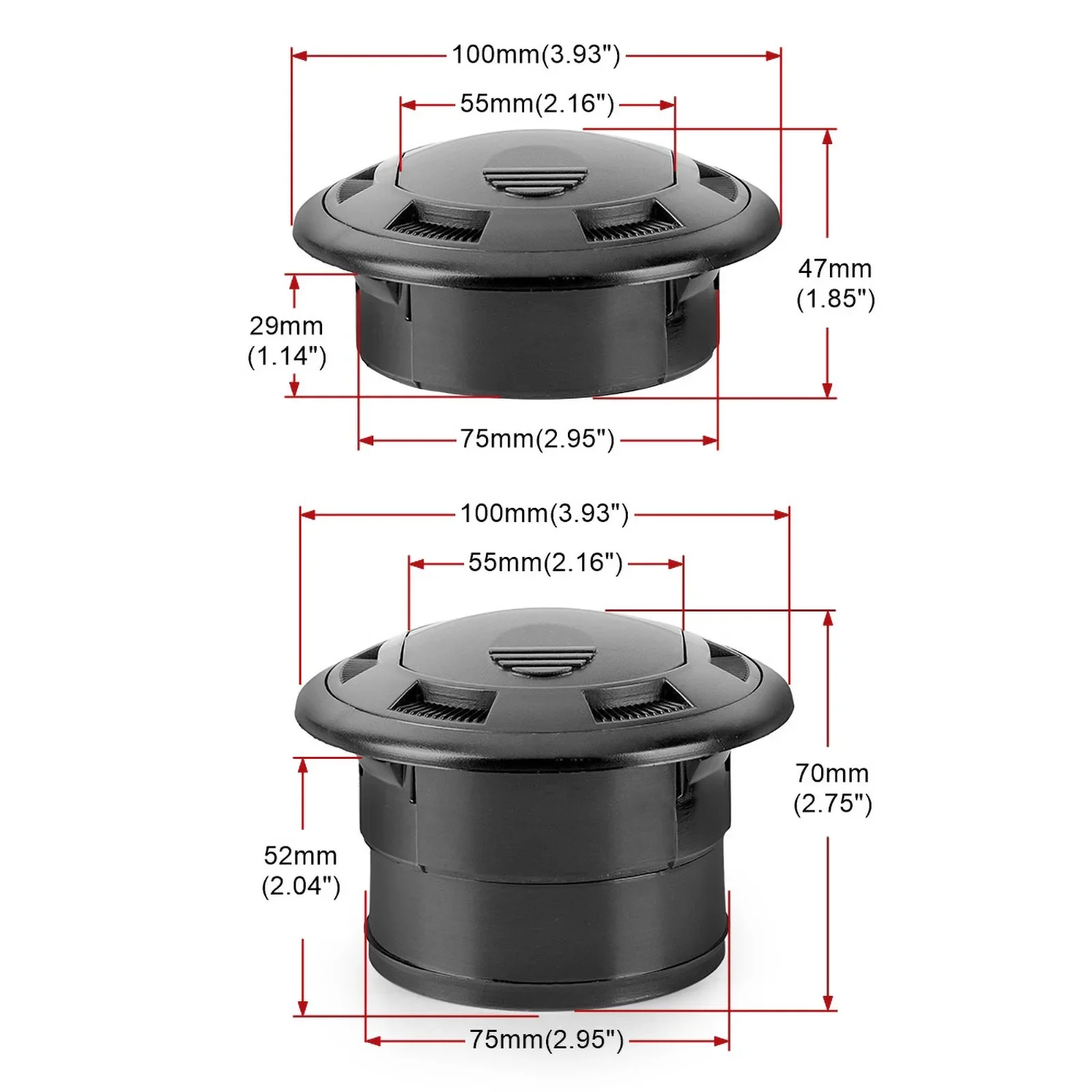 Air Vent Outlet Air Conditioning Vent Car Air Conditioner Outlet For Webasto Eberspacher Heater Lack Closeable Rotatable 75mm