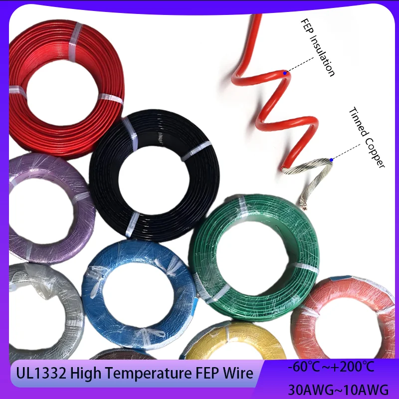 

5/10M UL1332 electronic wire 30~10AWG FEP insulated, acid alkali resistant, oil resistant, tin plated high-temperature wire