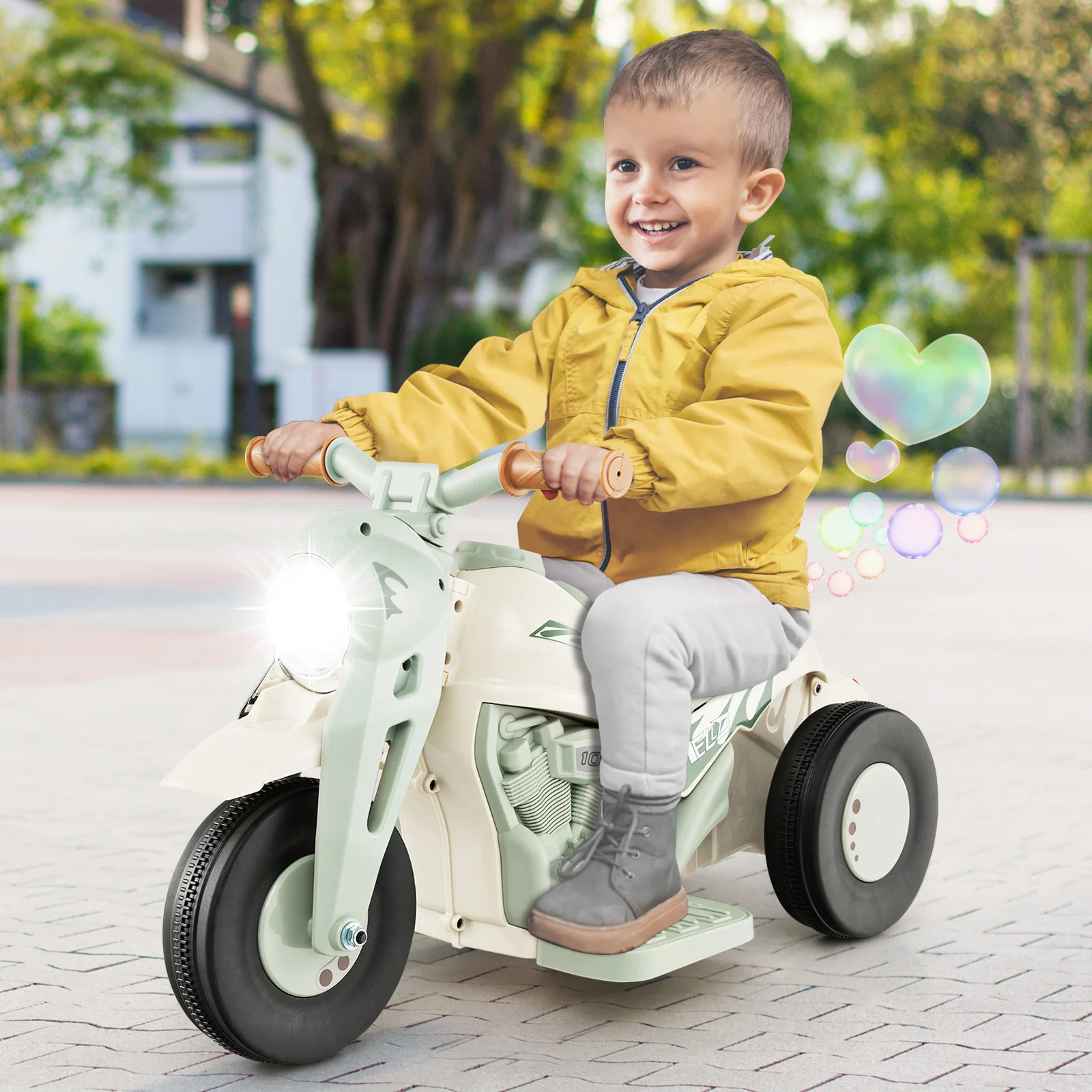 6V Kids Bubble Car Electric Ride on Motorcycle w/ Music Button & LED Headlight