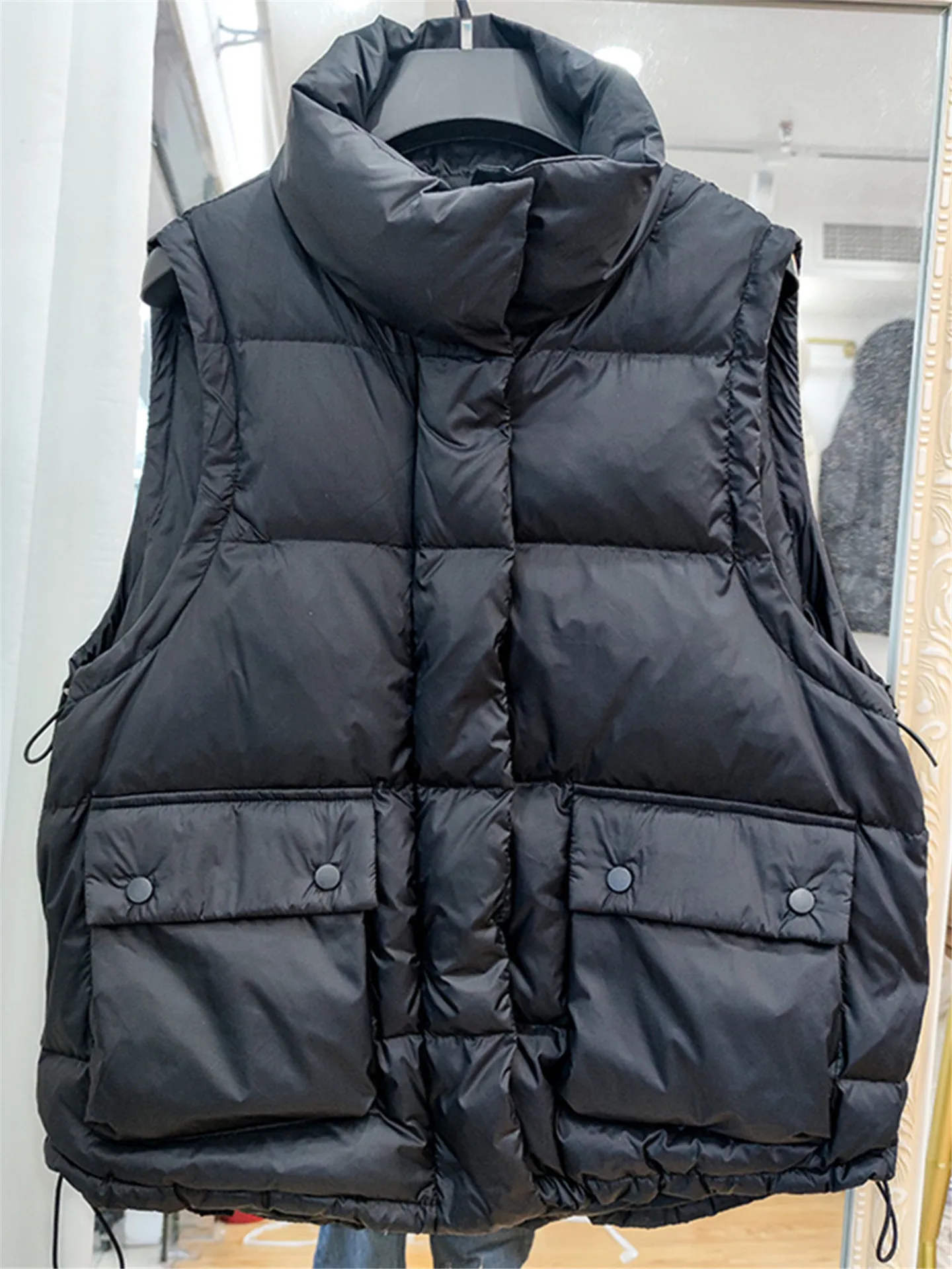 

Жилеты, толстые женские жилеты для женщин, осень 2023, твидовый воротник-стойка с тремя пуговицами, академический школьный многослойный Y2K