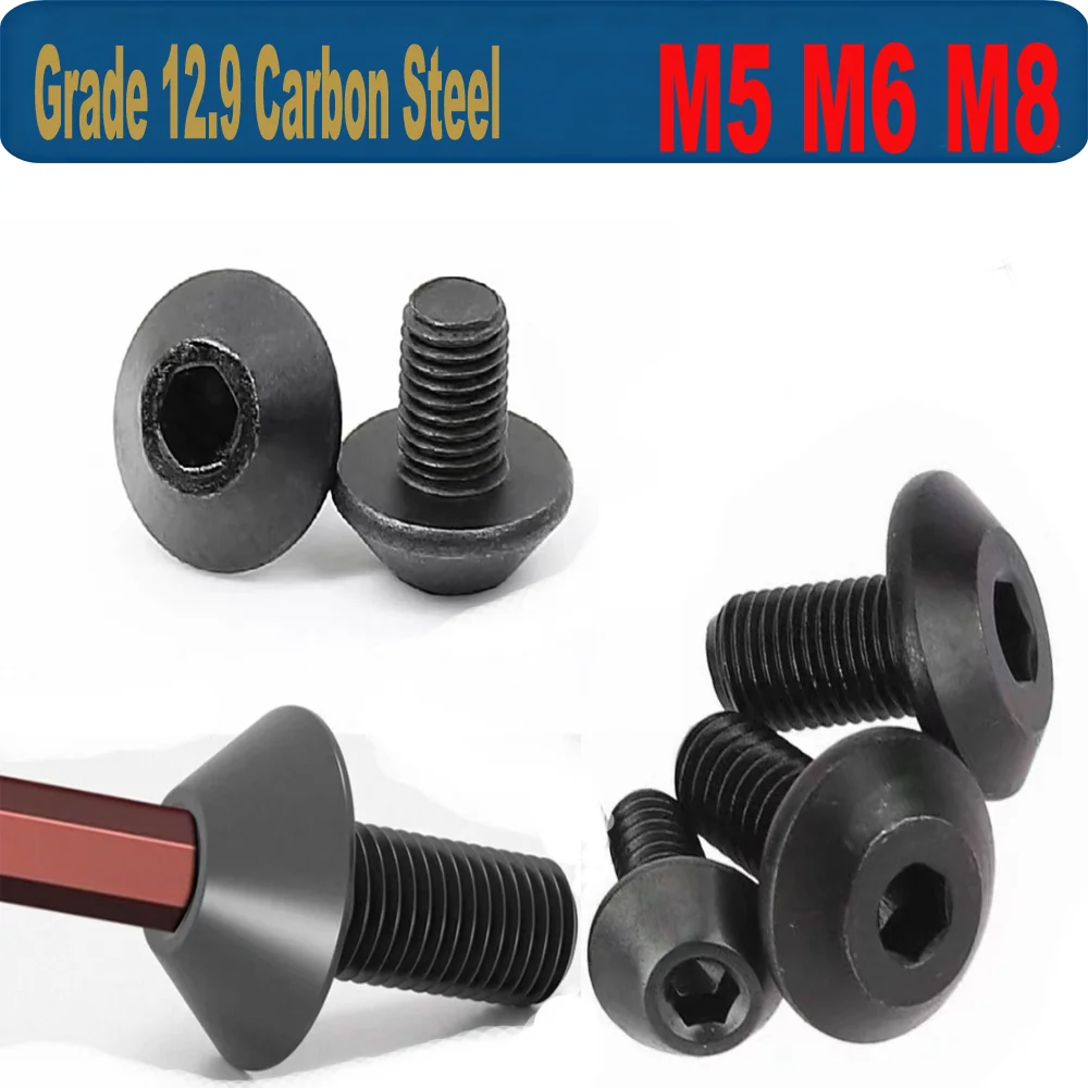 12.9 High Strength Umbrella Mushroom Head Hex Socket Screws Carbon Steel CNC Tool Holder Locking Bolts M5 M6 M8