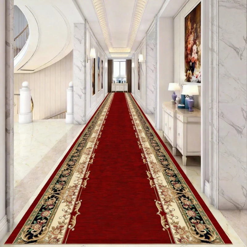 

Thick Red Vintage European Style Hallway Mat Runner Rugs Red Bohemian Corridor Mat Long Strip Mat for Living Room Bedroom Home