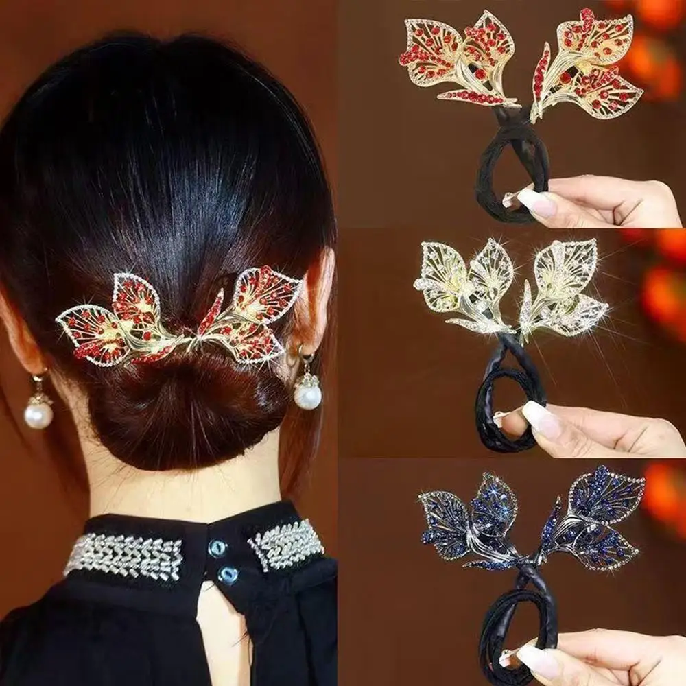 

Rhinestone Hairpin Vintage Hair Clip Cute Flying Leaf Decor Useful Artifact Twist Clip DIY Hair Accessories Fashion Hair Clamp