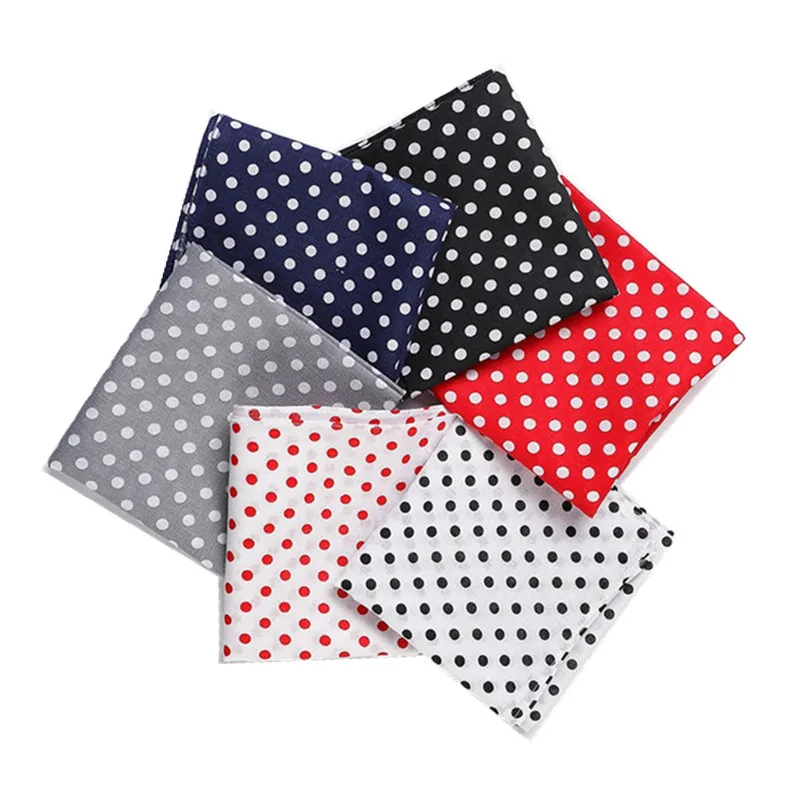 3Pcs 50x50cm 100% Cotton Retro Polka Dot Printed Headband Men Women Handkerchiefs Square Bandanas Tea Party Favors