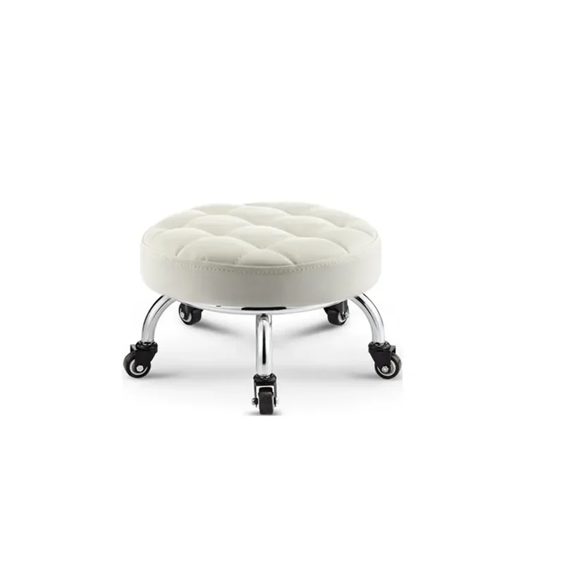 Small Stool Household Pulley Low  Soft Seats Living Room Chair Pedicure Manicure round  Bearing Wheel Sliding