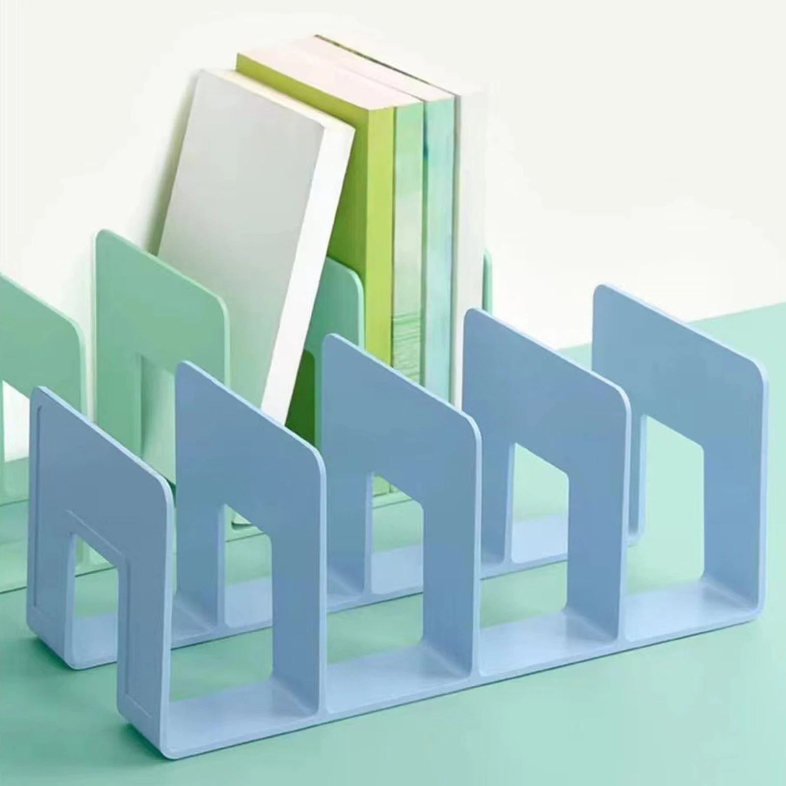 

Clear Acrylic Bookends Handbag Divider Organizer File Organizer Divided Book Stand Desktop Bookshelf Desk Organizer 4 Grids