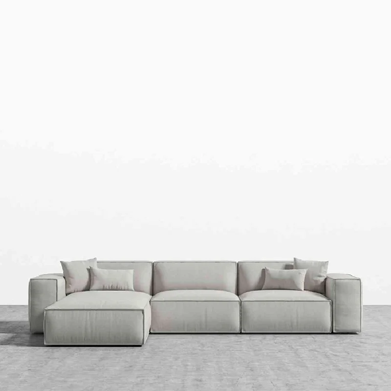

ey-Italian Minimalism Living Room Furniture Modern Feather Filing Grey Fabric Sofa#