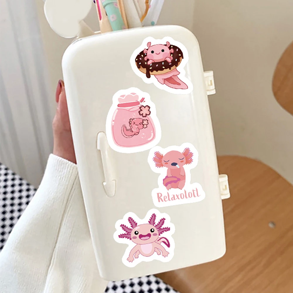 500pcs Cute Axolotl Graffiti Stickers Roll Cute Animal Cartoon Decal Kids Toy Suitcase Scrapbook Diary Phone Laptop Sticker Pack