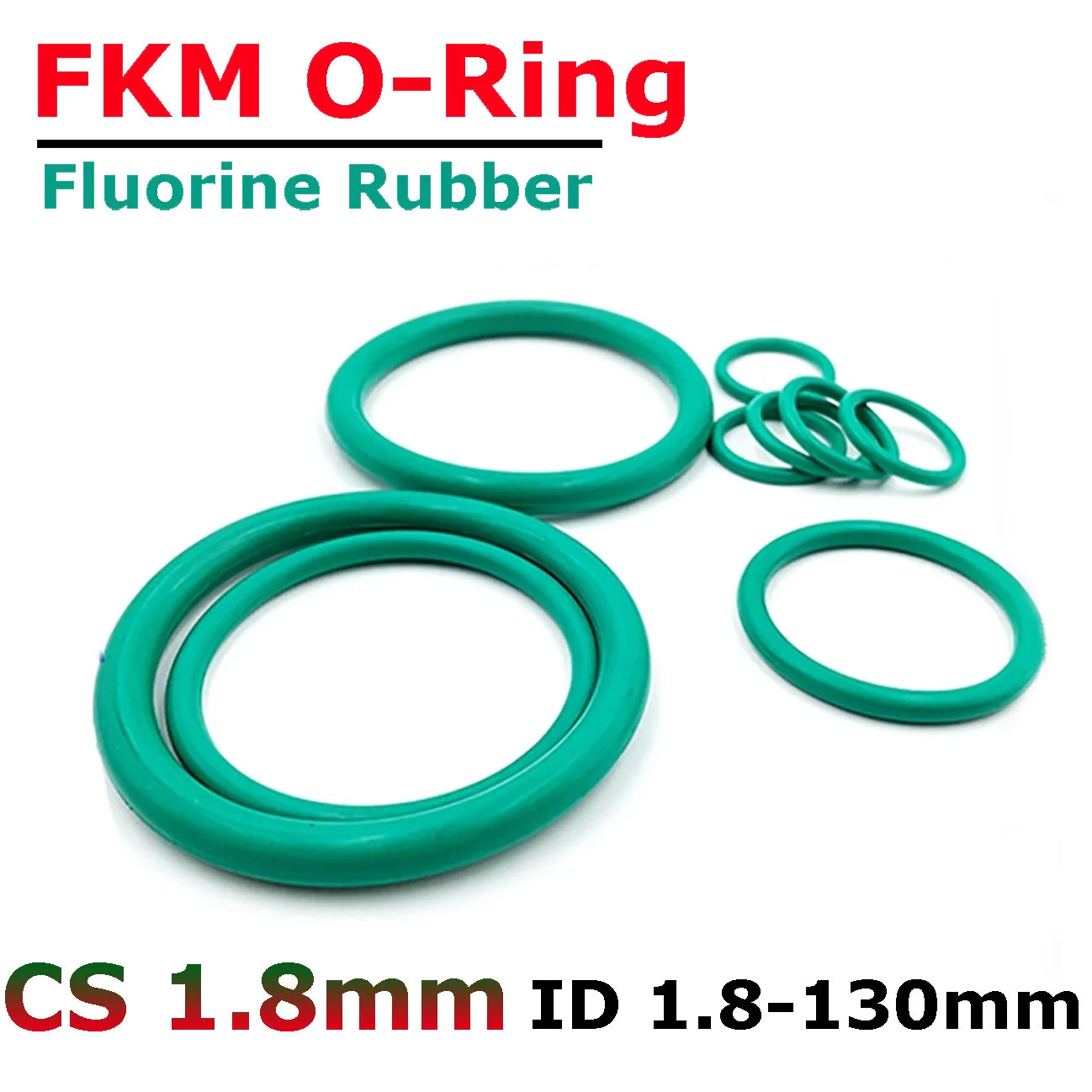 Green FKM O-Rings Cross Section CS 1.8mm ID 1.8-130mm Fluorine Rubber O Ring Sealing Washer Gasket Oil Resistant Acid & Alkali