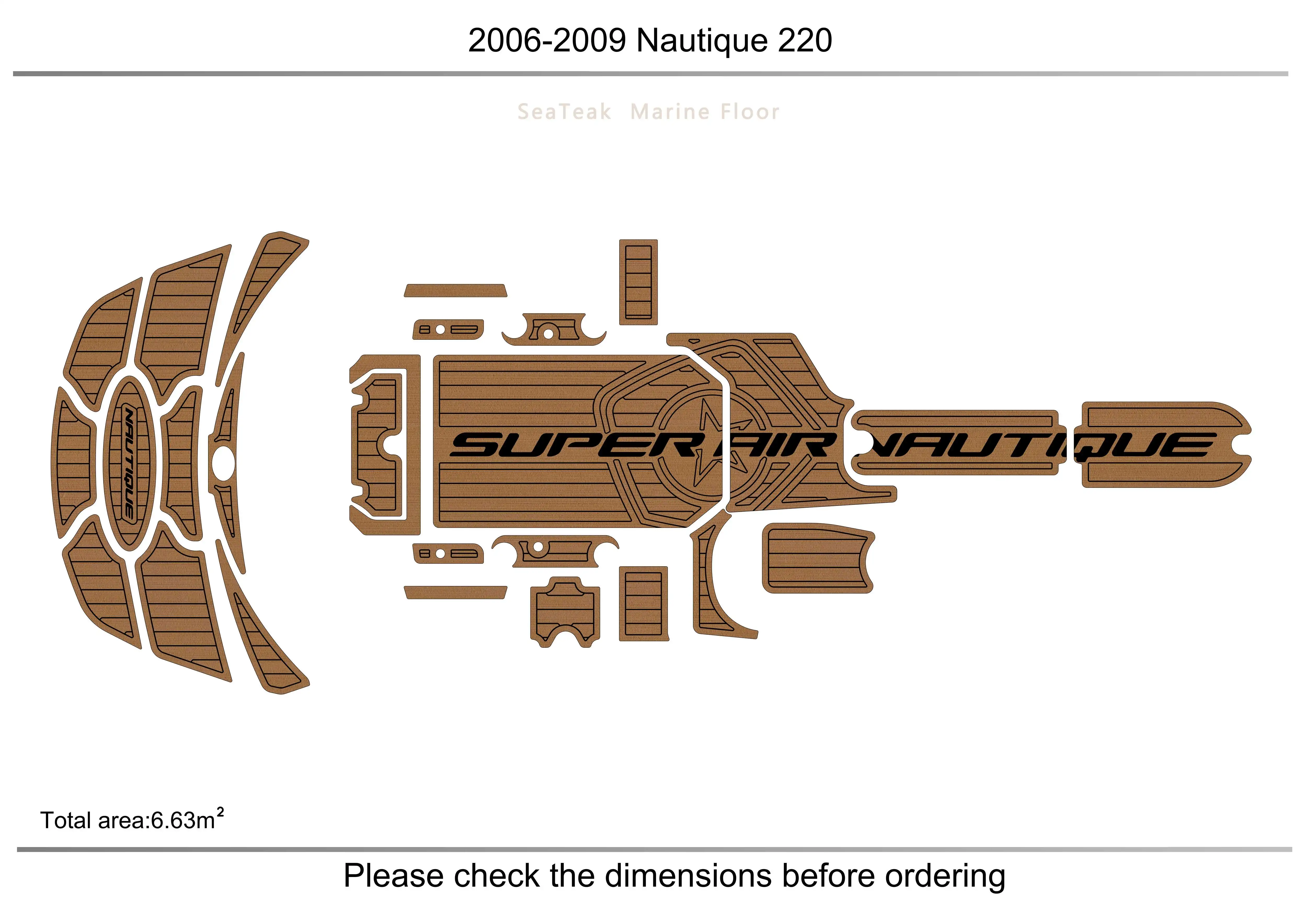 

2006-2009 Nautique 220 Cockpit Swimming platform1/4" 6mm EVA fAUX Water Ski Yacht Fishing Boat Non-slip mat floor