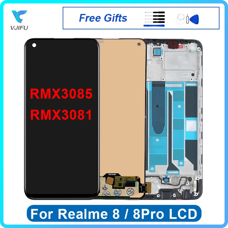 

6.4" LCD For OPPO Realme 8 Pro RMX3081 Display For Realme 8 4G RMX3085 Touch Screen With Frame Digitizer Assembly Replacement