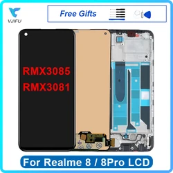 OPPO Realme 8 Pro RMX3081 용 6.4 인치 LCD 디스플레이, 프레임 디지타이저 어셈블리 교체 포함 터치 스크린, Realme 8 4G RMX3085