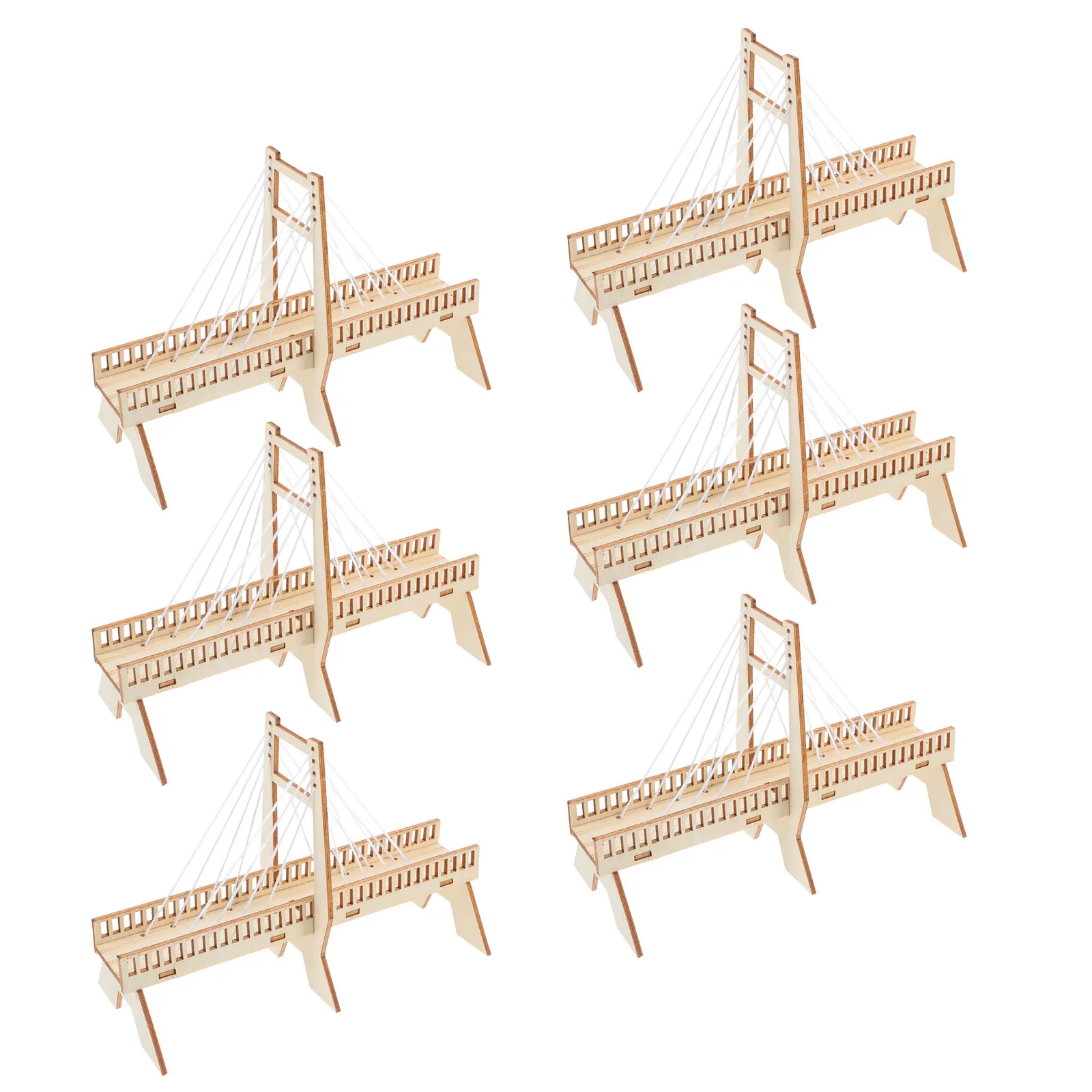 

6Sets DIY Stem Cable-Stayed Bridge Kit Science Project Mechanical Engineering Handmade Wooden Bridge Building Assembly Kit