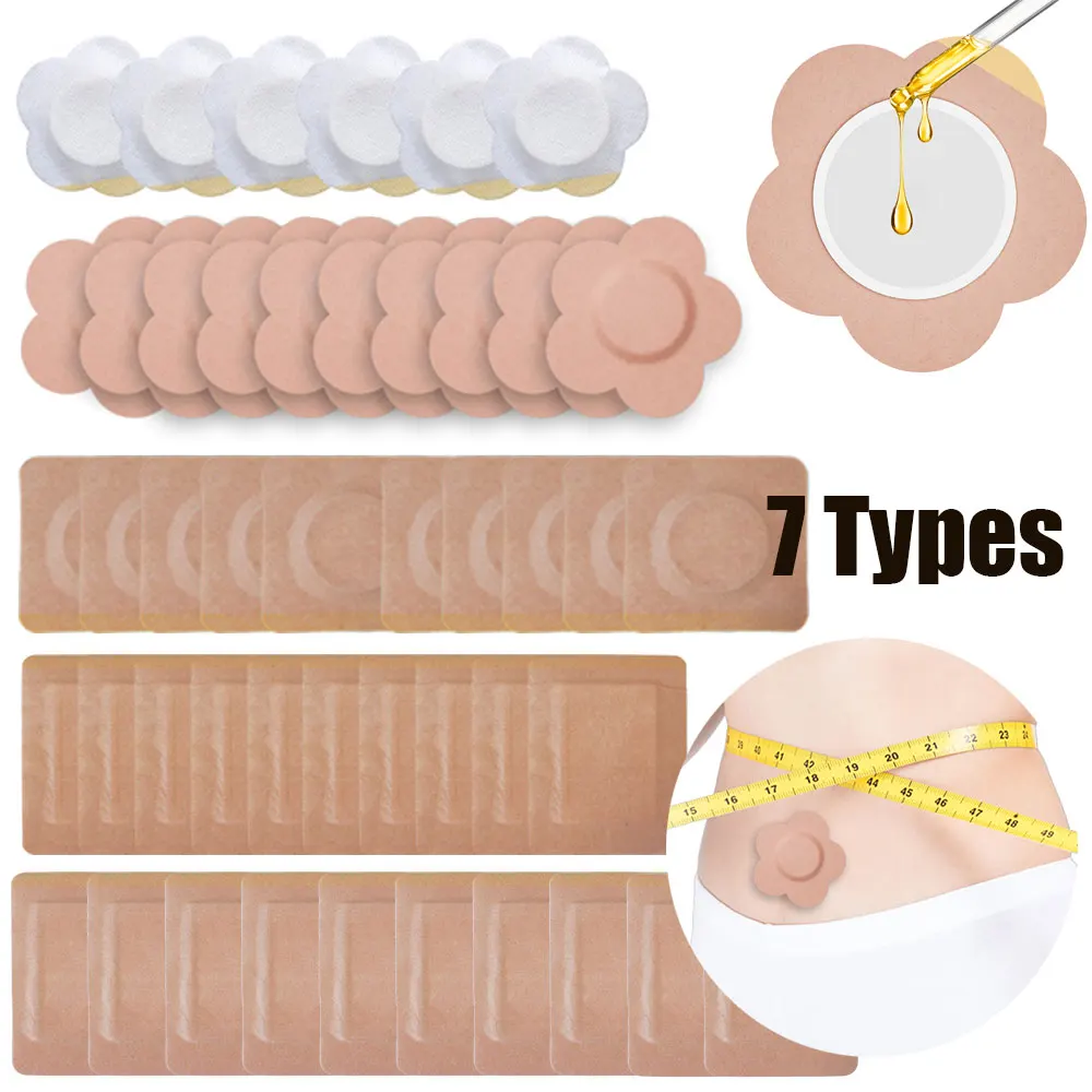 50/30/10pcs Castor Oil Patches Castor Oil Pack Wraps Disposable Organic Cotton Self-Adhesive Pads for Belly Button Aid Pad